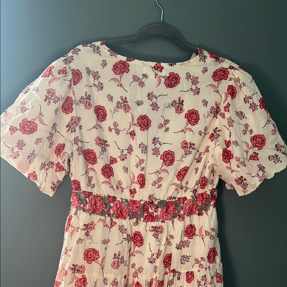 Jessica Simpson Pink Red Ruffled Wrap Midi Dress - Picture 7 of 8